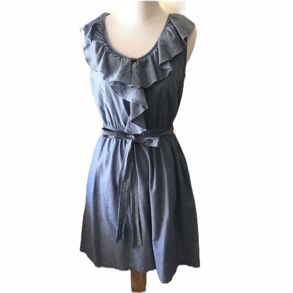 LOFT Dresses & Skirts - Loft Chambray Ruffle Dress